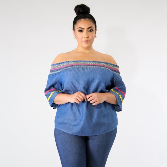 plus size denim tops